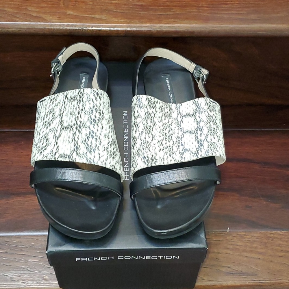 French Connection Sultan Black/White slide shoea